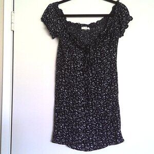 Blush J Mini Dress / Tunic On / Off Shoulder Sweetheart Tie Front Stretch EUC  L